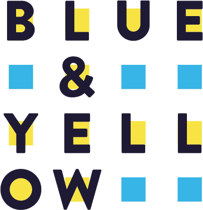 Blue & Yellow Design - Yellow And Blue Branding (417x417), Png Download
