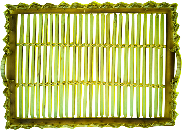 Side Design Scale Bamboo Tray In Yellow - Design (1000x1000), Png Download