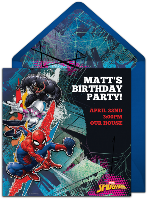 Spider-man Group Action Pose Online Invitation - Cti Spiderman Bettwäsche Superhero (650x650), Png Download
