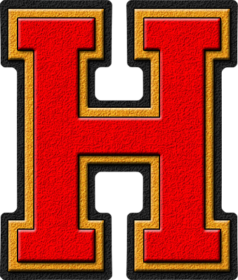 Presentation Alphabets Scarlet Red Gold Varsity Letter - Letter H Dr Odd (339x400), Png Download