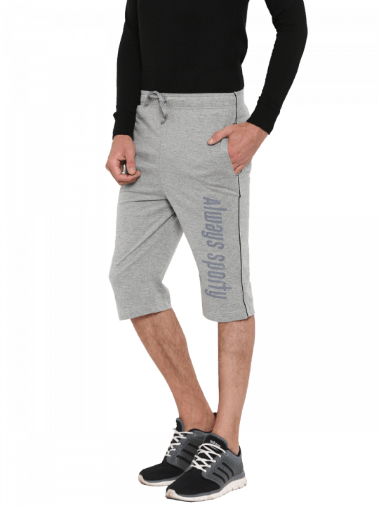 Zico Grey Melange Capris - Mens Capri Png (540x720), Png Download