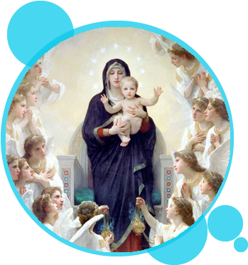 15 Promesas De La Virgen Maria A Quienes Recen El Rosario - Virgin Mary In Heaven (384x399), Png Download