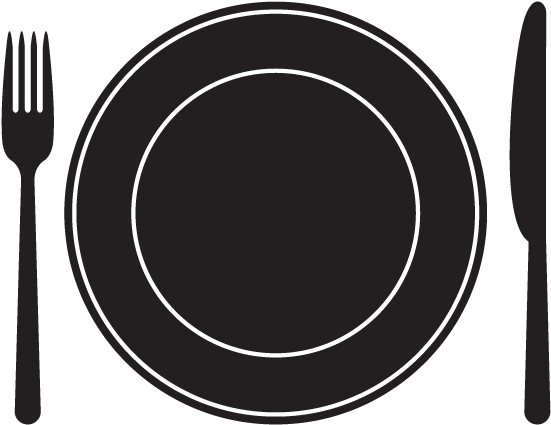 Emergency Food Pantry Plate And Flatware Icon - Plate Of Food Silhouette (600x480), Png Download