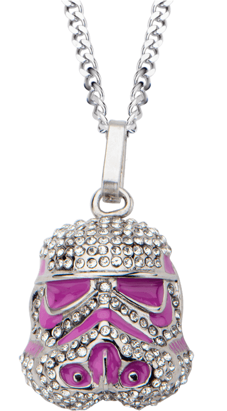 Gemstone Pink Stormtrooper Helmet Necklace - Star Wars Stormtrooper Gem Pendant, Stainless Steel (850x850), Png Download