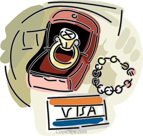 Diamond Ring Bought With A Credit Card Royalty Free - Illustration (480x455), Png Download