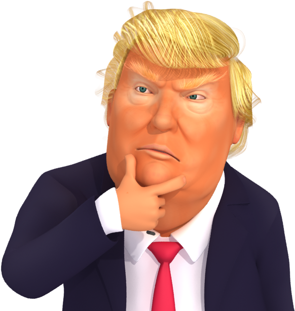#trumpstickers Thinking Trump 3d Caricature Emoji - Emoji (618x618), Png Download