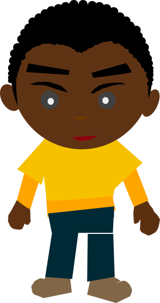 Cartoon Black Boy (318x600), Png Download