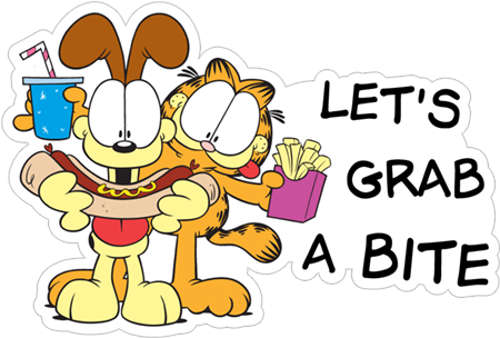 Viber Sticker «odie Unleashed» - Garfield And Odie Eating (490x317), Png Download