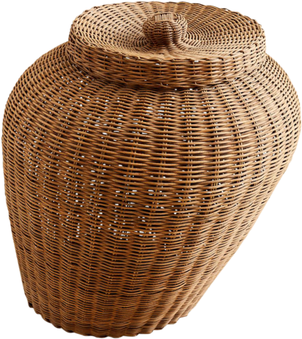 Monumental French Woven Willow Lidded Basket - Willow (480x539), Png Download