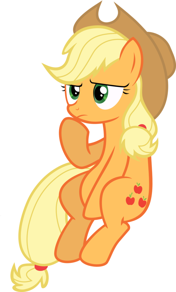Iluvkoekjes, Pondering, Safe, Simple Background, Sitting, - Apple Jack (743x1024), Png Download