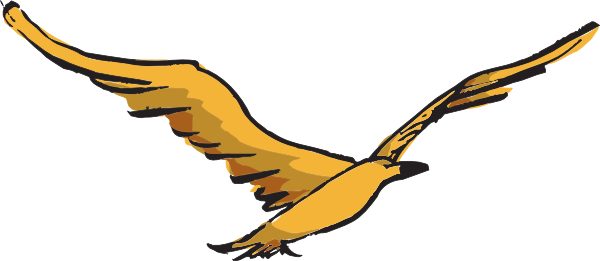 Yellow Bird Flying Clipart (600x261), Png Download