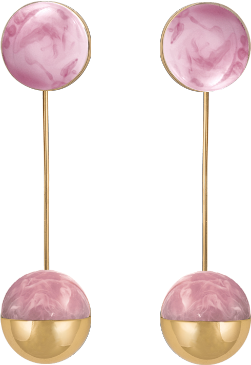 Ioaku The Planet Earrings Gold Light Pink - Earring (1000x880), Png Download