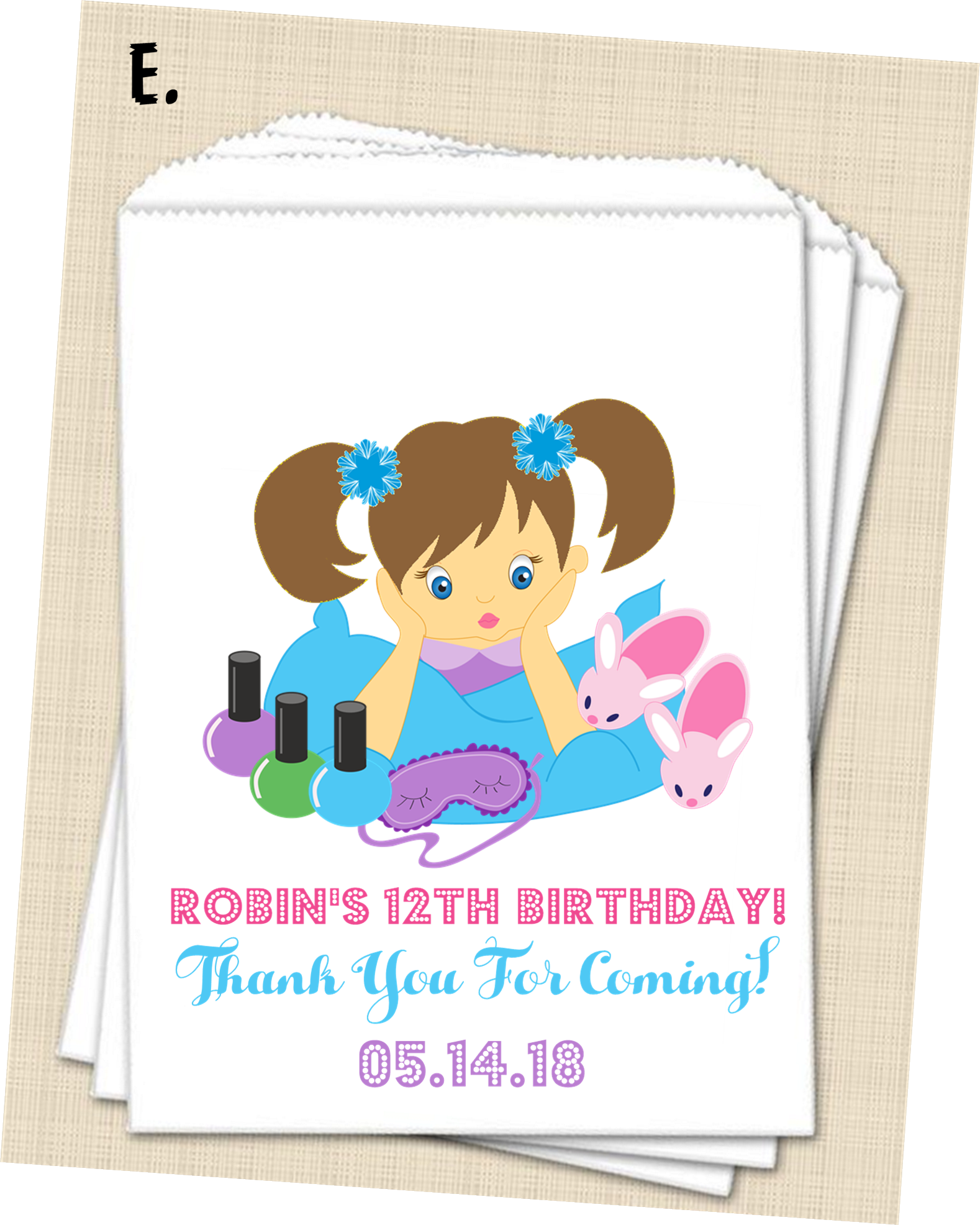 Slumber Party Birthday Party Favor Bags - Greeting Card (1578x1972), Png Download
