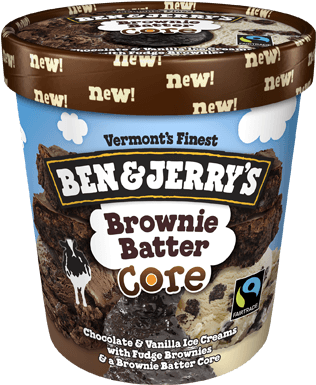 Brownie Batter Core - Ben And Jerry's Brownie Batter (374x479), Png Download
