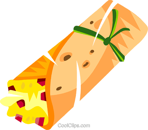 Egg In Flat Bread Royalty Free Vector Clip Art Illustration - Breakfast Burrito Clip Art (480x421), Png Download