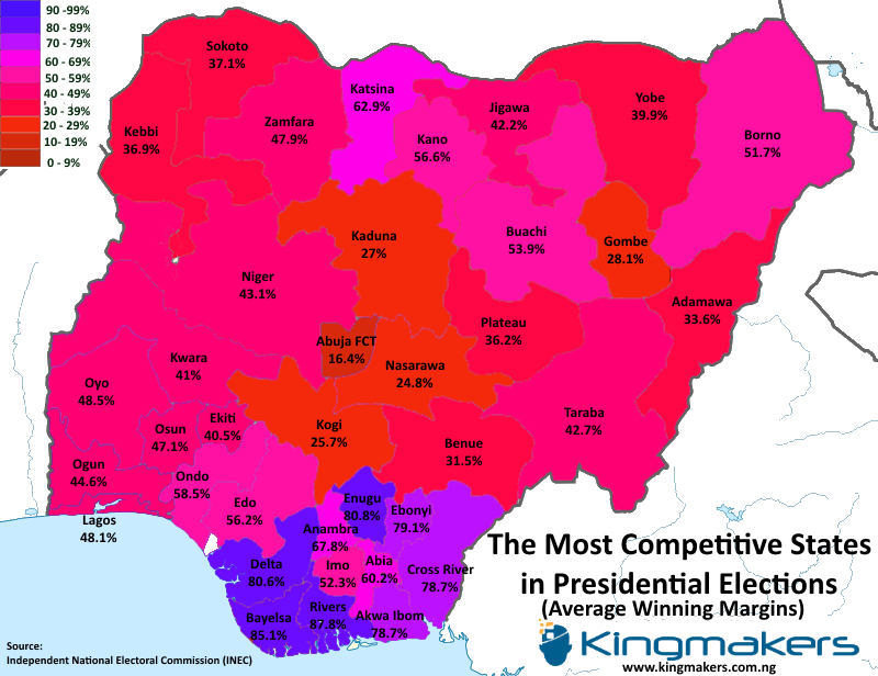 Nigeria 2015 Election Results By State (800x616), Png Download