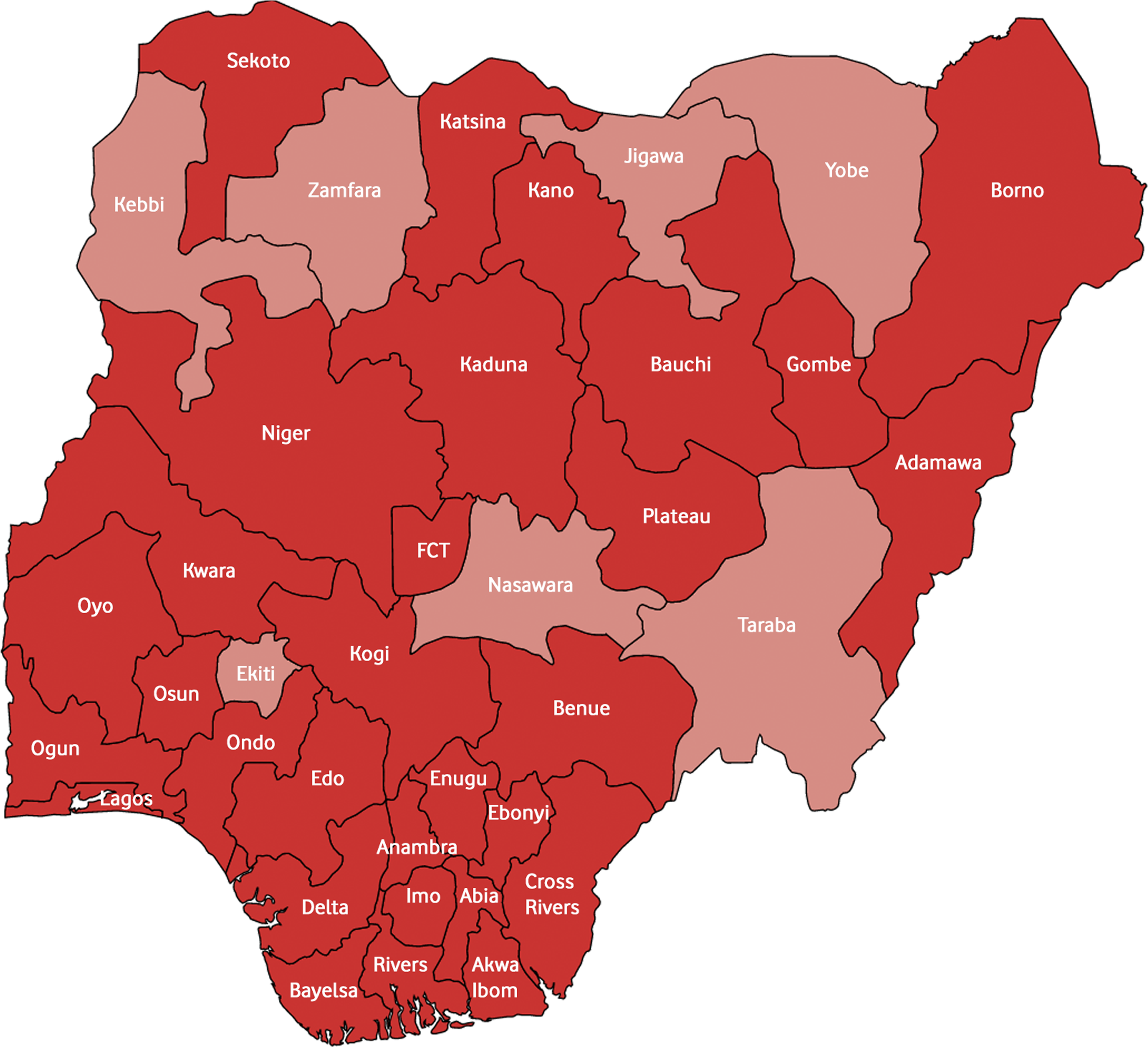 Our Coverage - Map Of Nigeria (5000x2195), Png Download