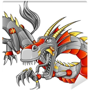 Robot Cyborg Dragon Vector Illustration Art Wall Mural - Robot Cyborg Dragon Vector Illustration Mug (400x400), Png Download