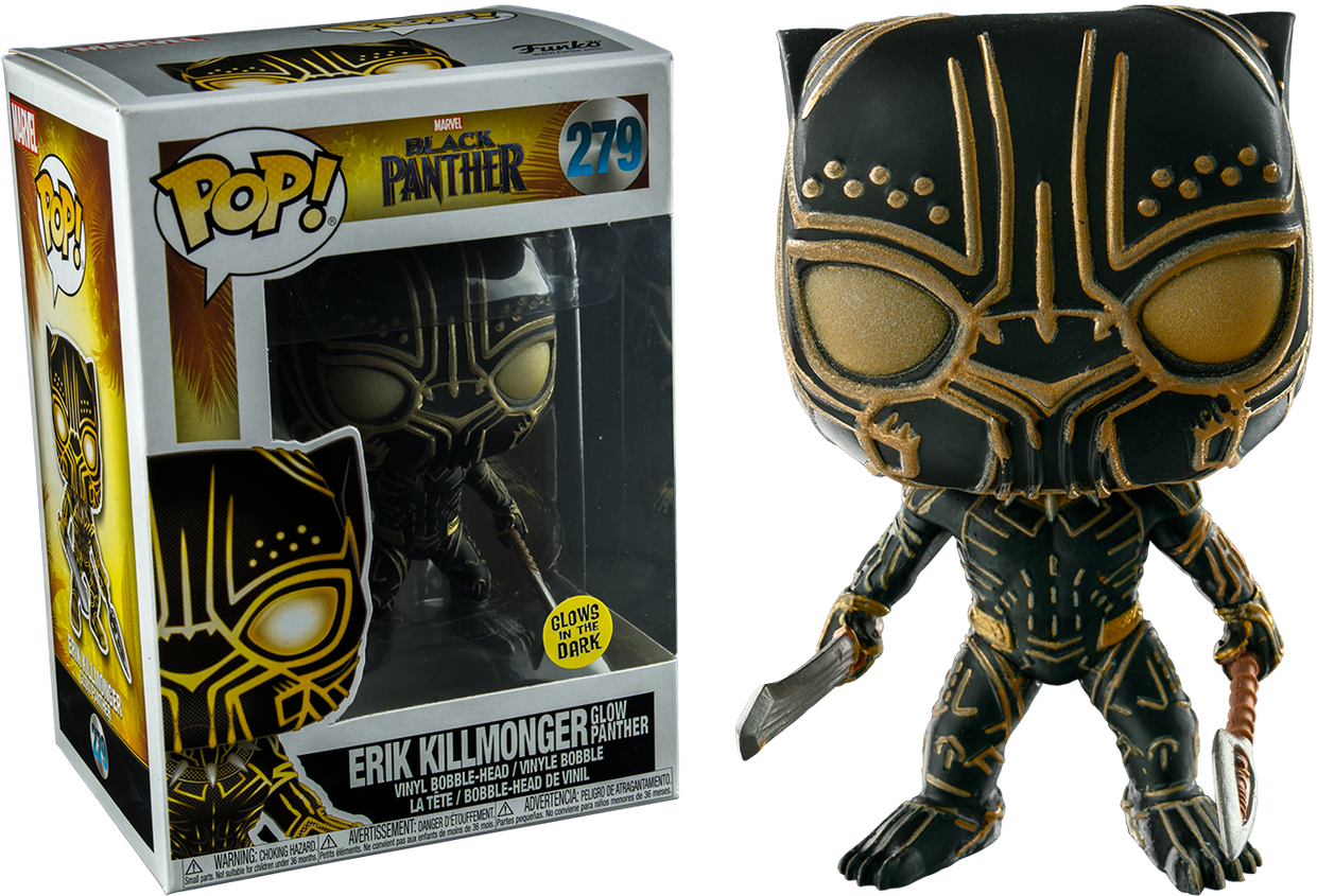 Erik Killmonger In Mask Glow Us Exclusive Pop Vinyl - Funko Pop Erik Killmonger Glow Panther (1280x919), Png Download