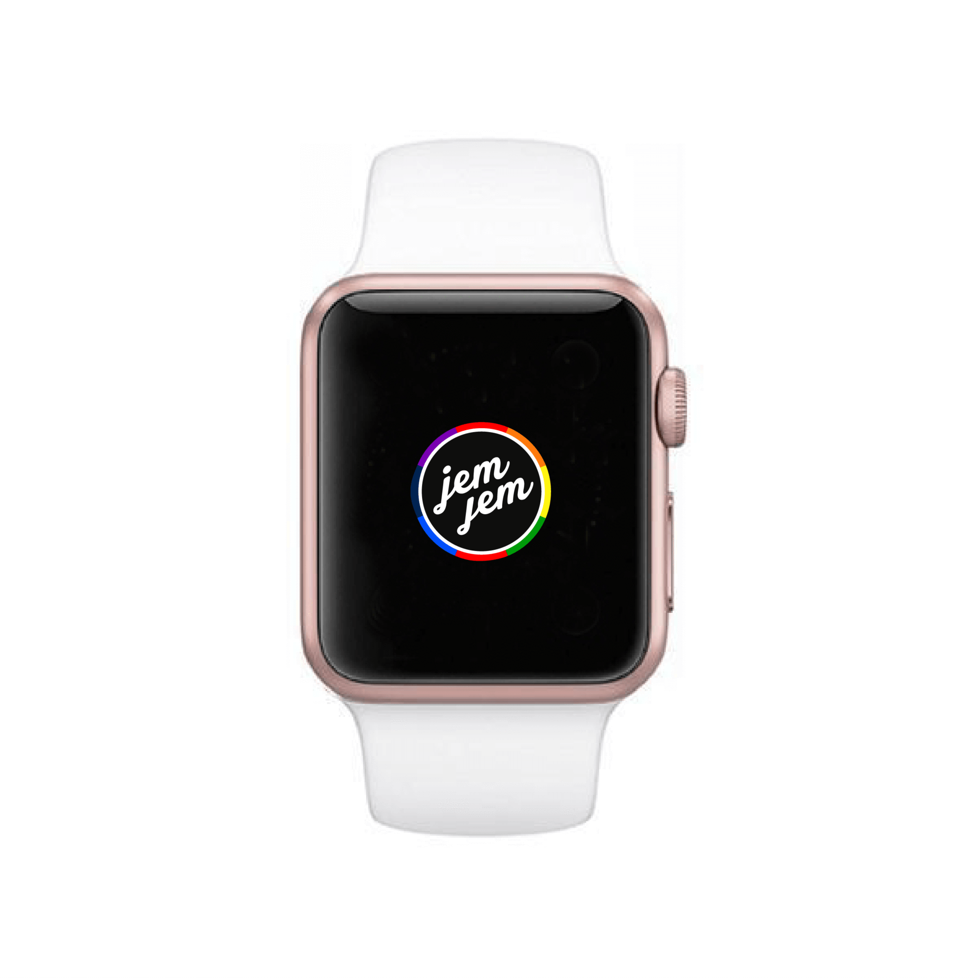 Refurbished Apple Watch Sport 38mm Rose Gold Aluminum - Apple Watch Series 1 38mm Aluminum With White Sport (2000x2001), Png Download