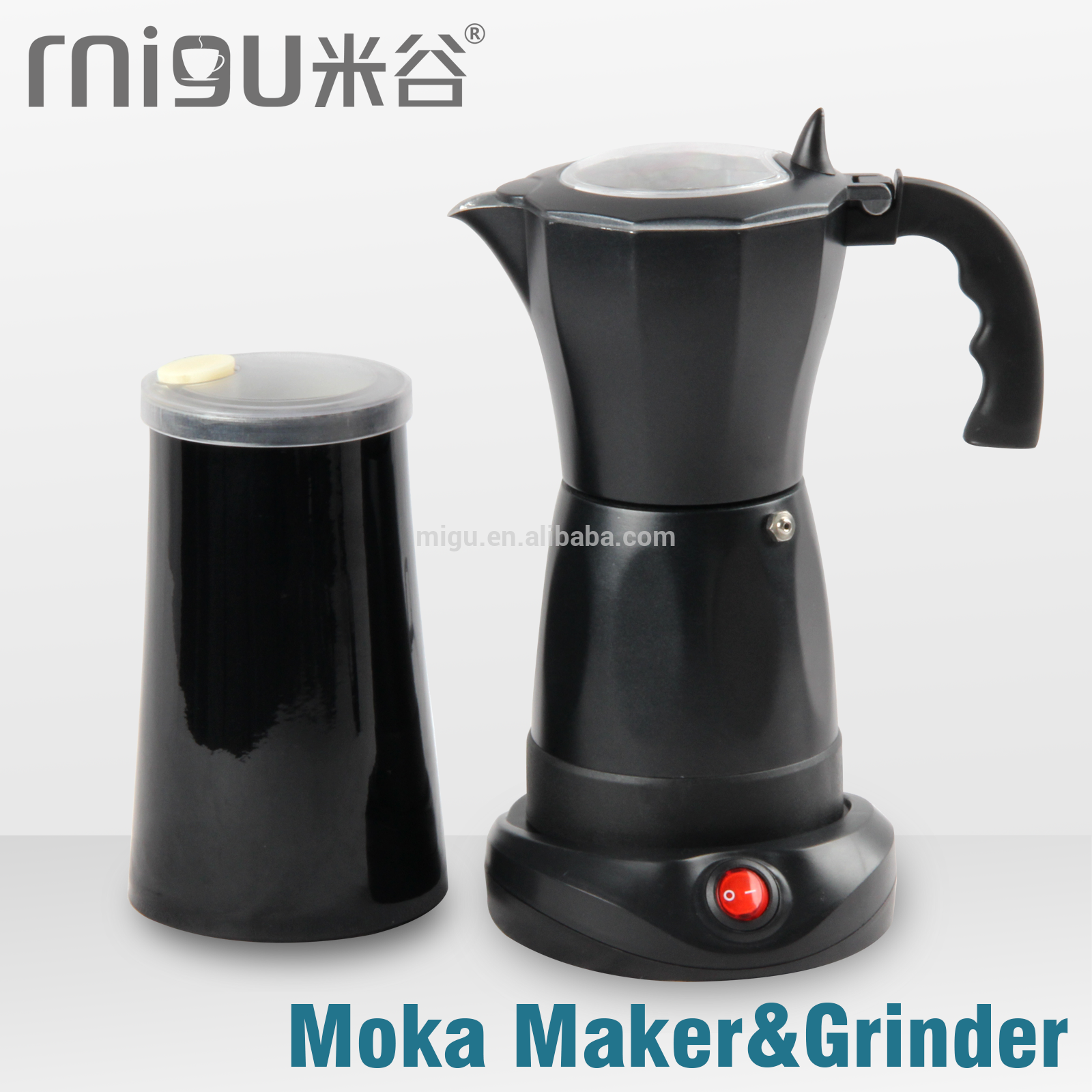 Portable Electric Coffee Grinder Mill&moka Pot Set - Coffee Percolator (1600x1600), Png Download