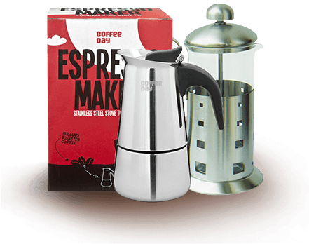 French Press / Plunger - Cafe Coffee Day Espresso Maker (440x390), Png Download