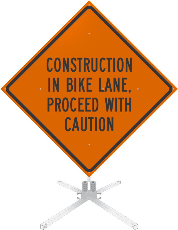 Construction In Bike Lane Roll-up Sign - Truck Crossing Sign (628x800), Png Download