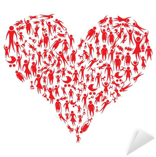 Group Of Red People And Pets Forming A Big Heart Sticker - Vector Graphics (400x400), Png Download