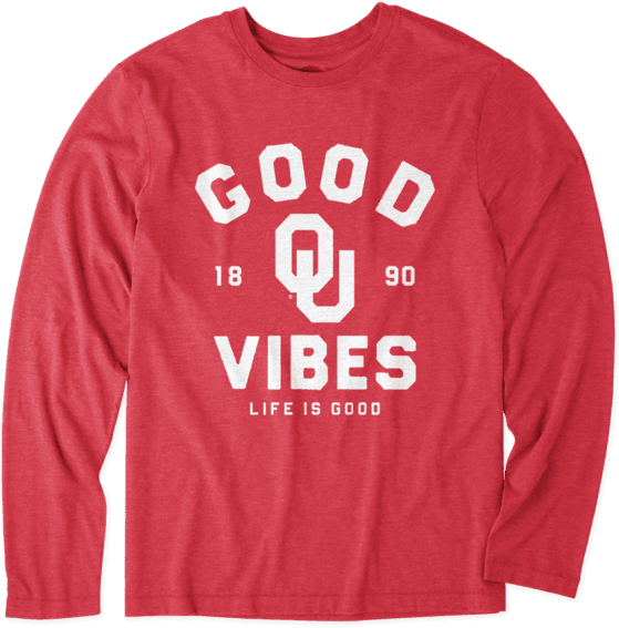 Men's Oklahoma Sooners Good Vibes Arc Long Sleeve Cool - T-shirt (570x570), Png Download