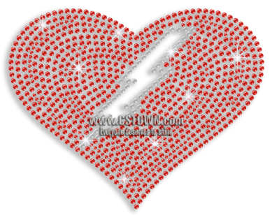 Ruby Heart With Lightening Iron-on Rhinestone Transfer - Hotfix (450x450), Png Download