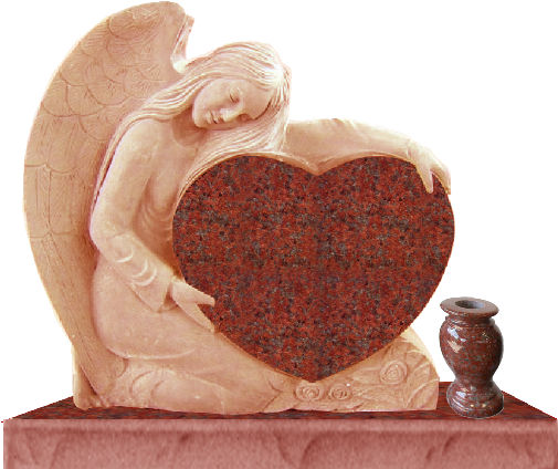 Family Name - Heart And Angel Headstone (776x425), Png Download