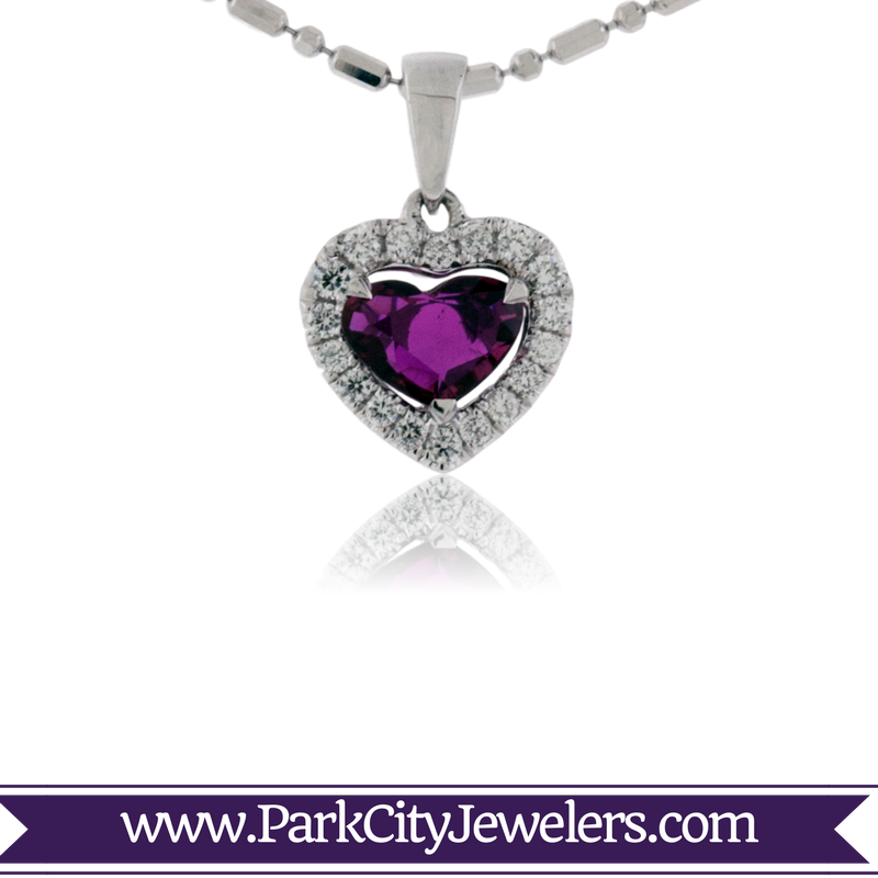 Heart Shaped Ruby And Diamond Pendant - Mocha Diamond And Diamond Stackable Band (800x800), Png Download