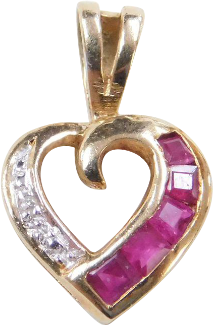 Vintage 10k Gold Two-tone Diamond And Natural Ruby - Ruby (644x644), Png Download