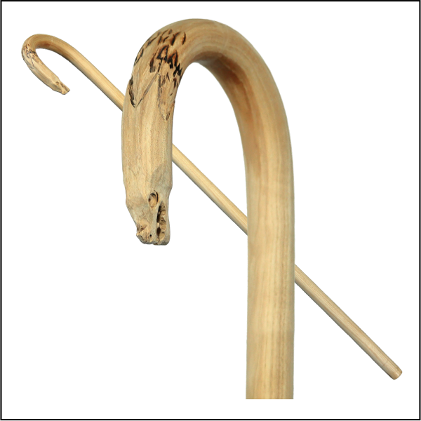 Dragon Head Horn On Pure Hickory Heartwood Stock - Wolf (600x600), Png Download