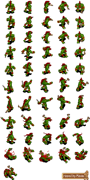 Troll Axethrower - Warcraft 1 Sprites (311x624), Png Download