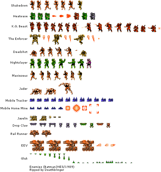 A Sprite Rip Of Most Of The Common Enemies In The Game - Batman: The Video Game (541x579), Png Download