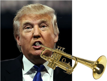 Donald Trump Playing The Trumpet - Donald Trump With A Trumpet (447x332), Png Download