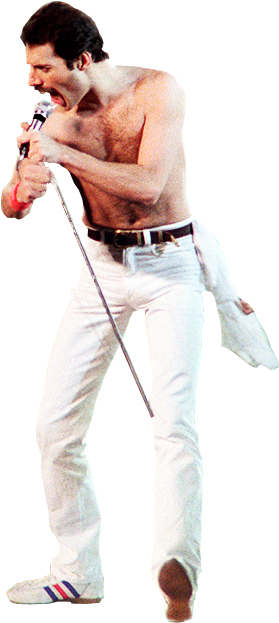 Freddie Mercury Rock Star Transparent Background - Freddie Mercury No Background (298x646), Png Download