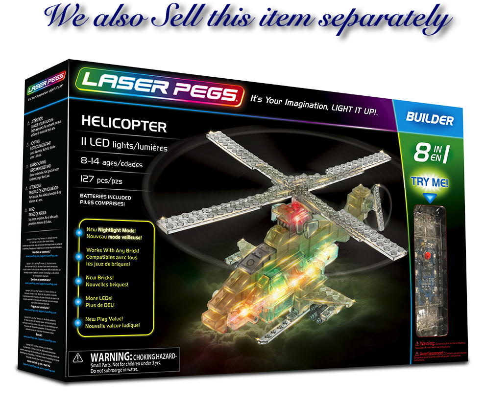 Minecraft Obsidian Series 4 Elder Guardian Rabbit & - Laser Pegs 8-in-1 Helicopter Building Set (1200x1100), Png Download