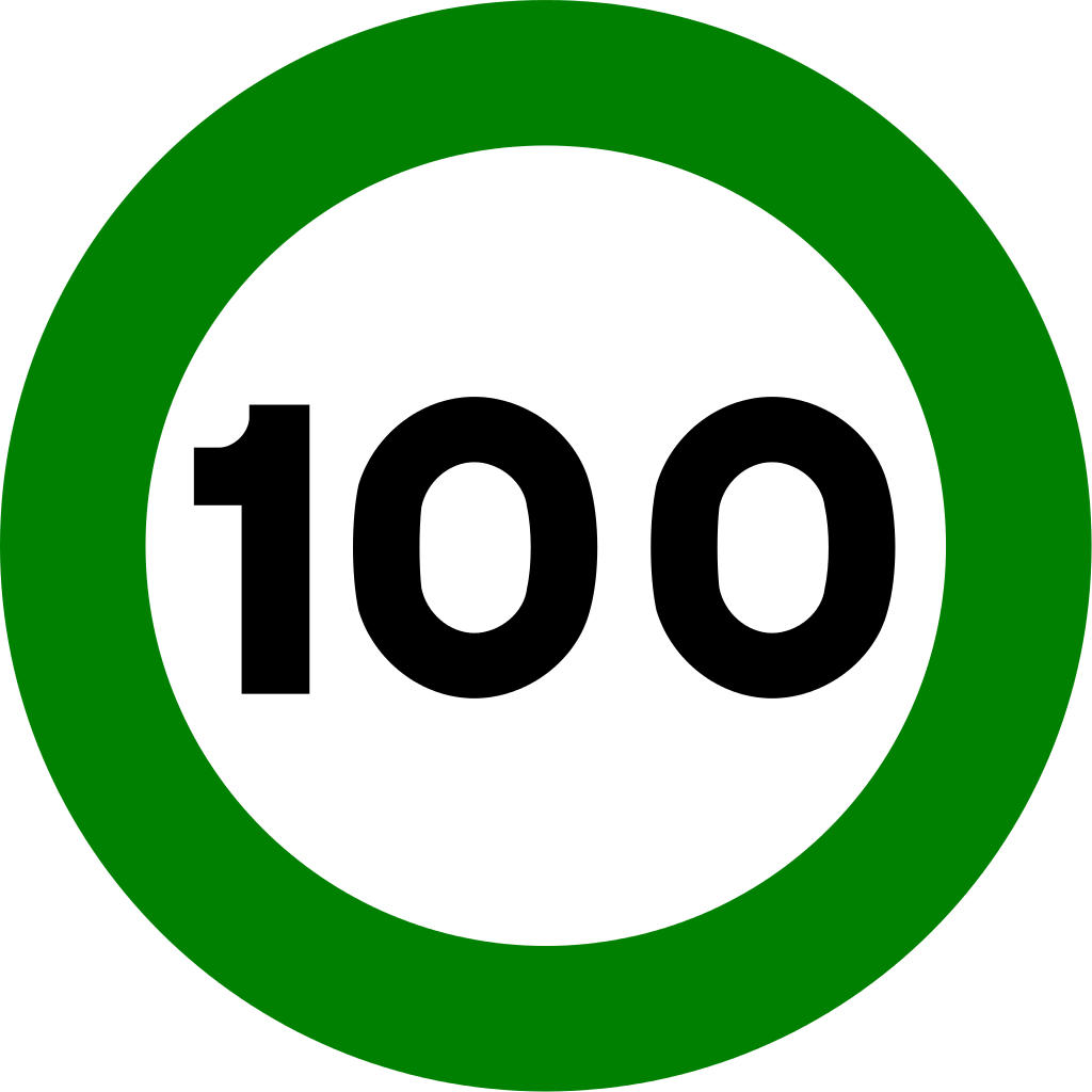 Spain Traffic Signal R301 100 Green - Signal 100 (1024x1024), Png Download