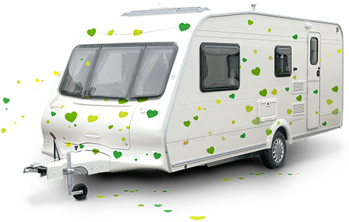Caravan Covered In Green Hearts - Insurance (600x480), Png Download
