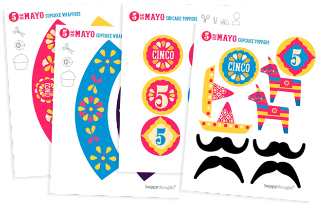 5 De Mayo Cupcake Wrapper And Topper Printable Template - Party (690x450), Png Download