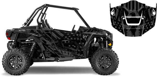 Rzr 2 Seater American Flag - 2008 Polaris Rzr Wrap (650x312), Png Download