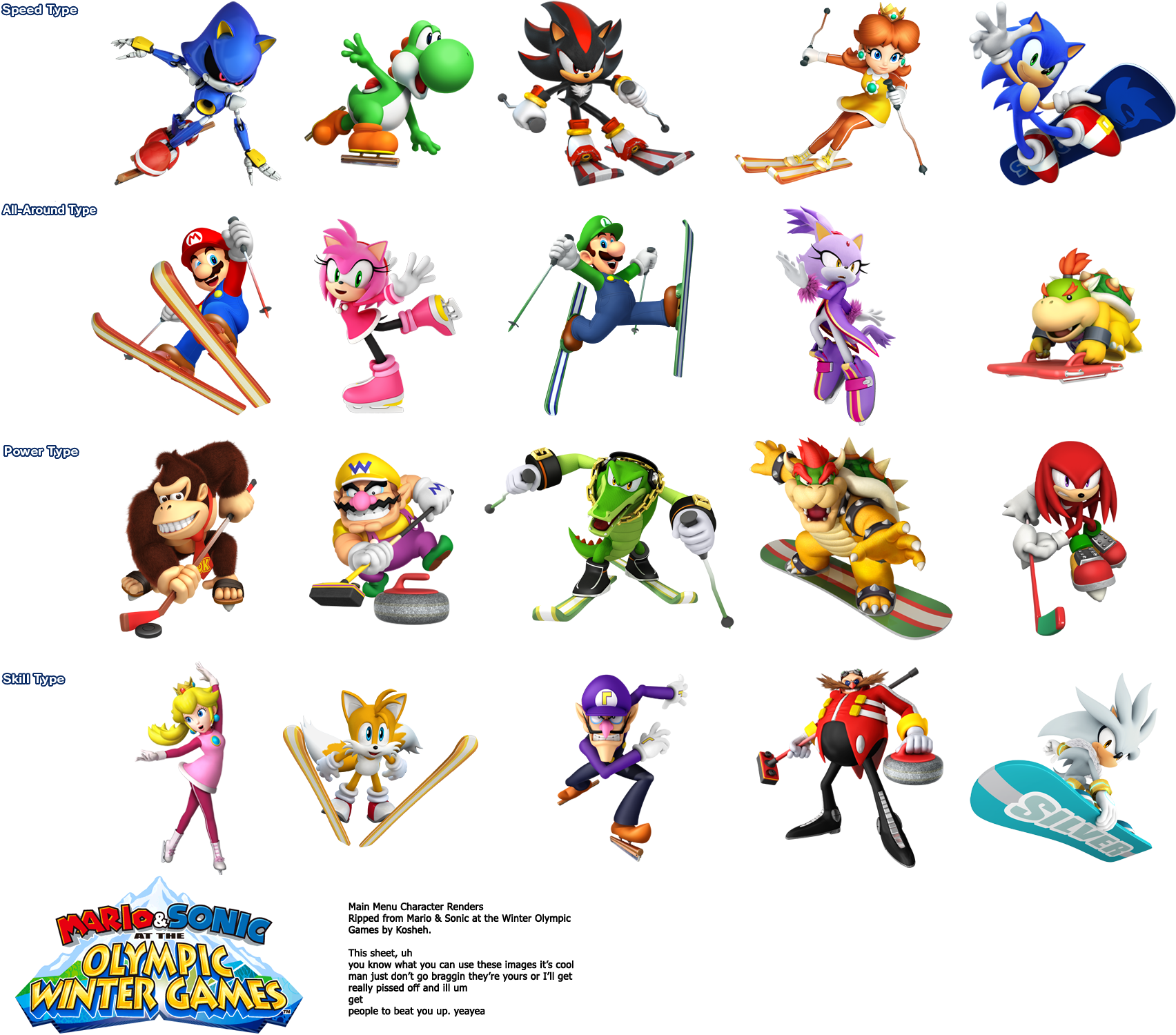 Click For Full Sized Image Main Menu Character Renders - Sonic At The Olympic Winter (1738x1532), Png Download