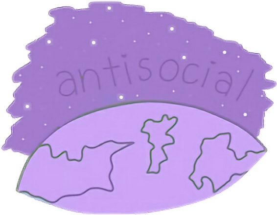Mundo World Antisocial Person Violet Tumblr Stickers - Violet (566x440), Png Download