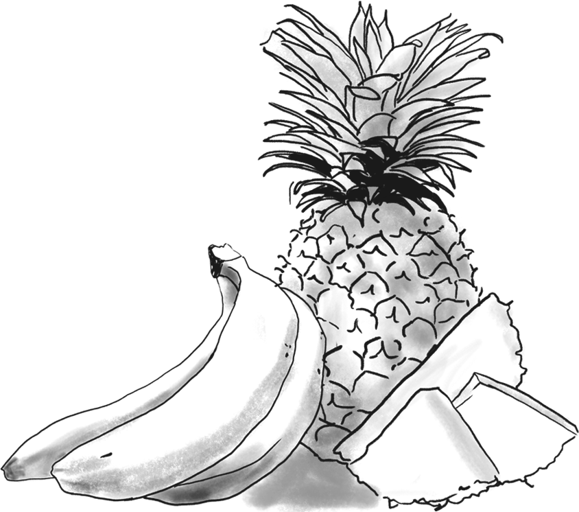 They Do A Lot Of Kilometres, Our Bananas And Pineapples (844x746), Png Download