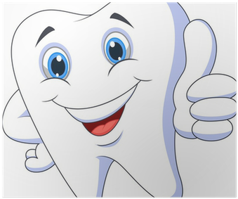 Póster Diente De La Historieta Linda Con El Pulgar - Healthy Teeth Cartoon (400x400), Png Download