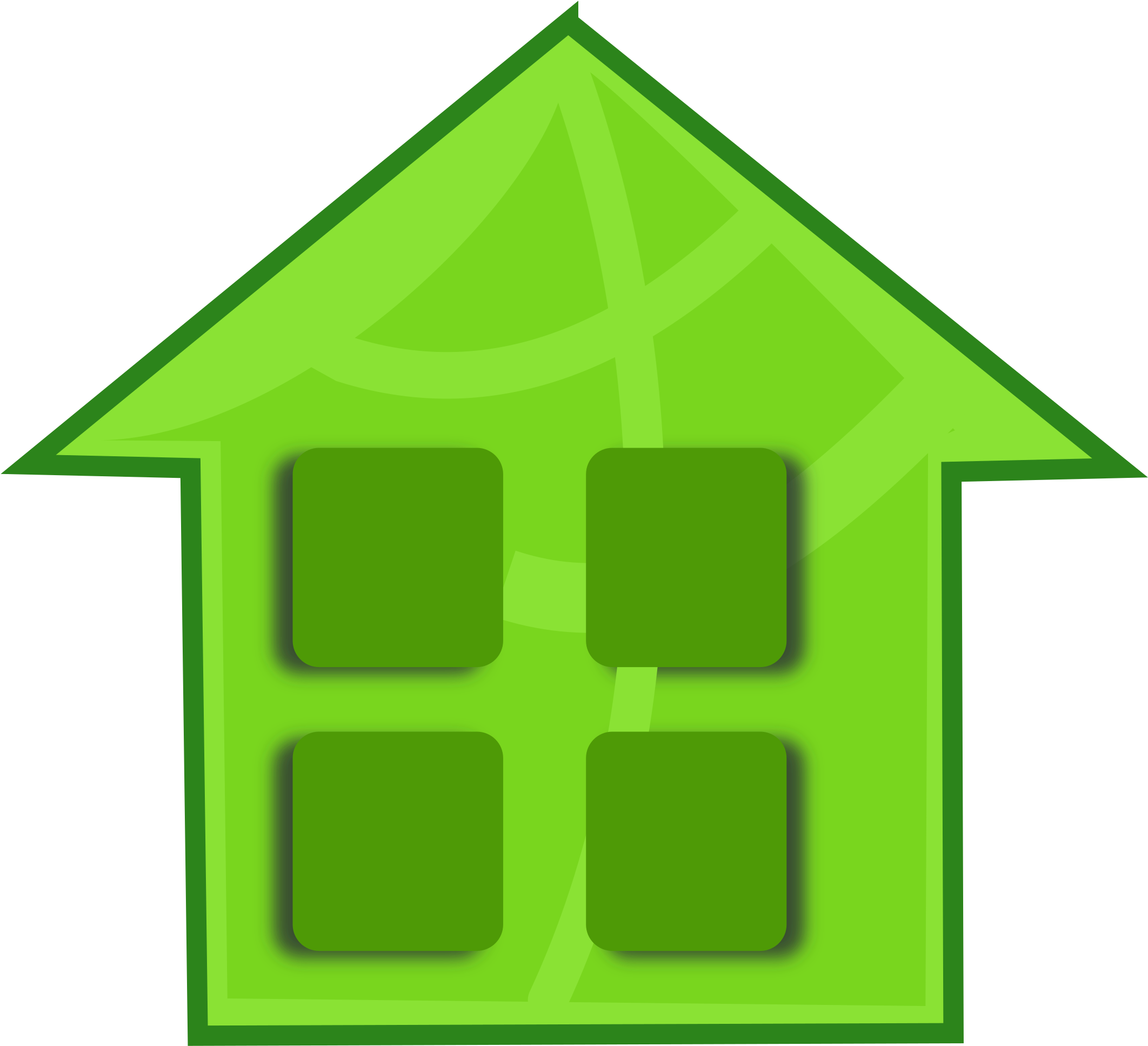 Green Home Clipart Black And White Download - Home Icon (2400x2400), Png Download