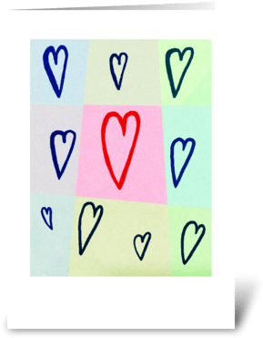 Red Heart Greeting Card - Greeting Card (350x396), Png Download