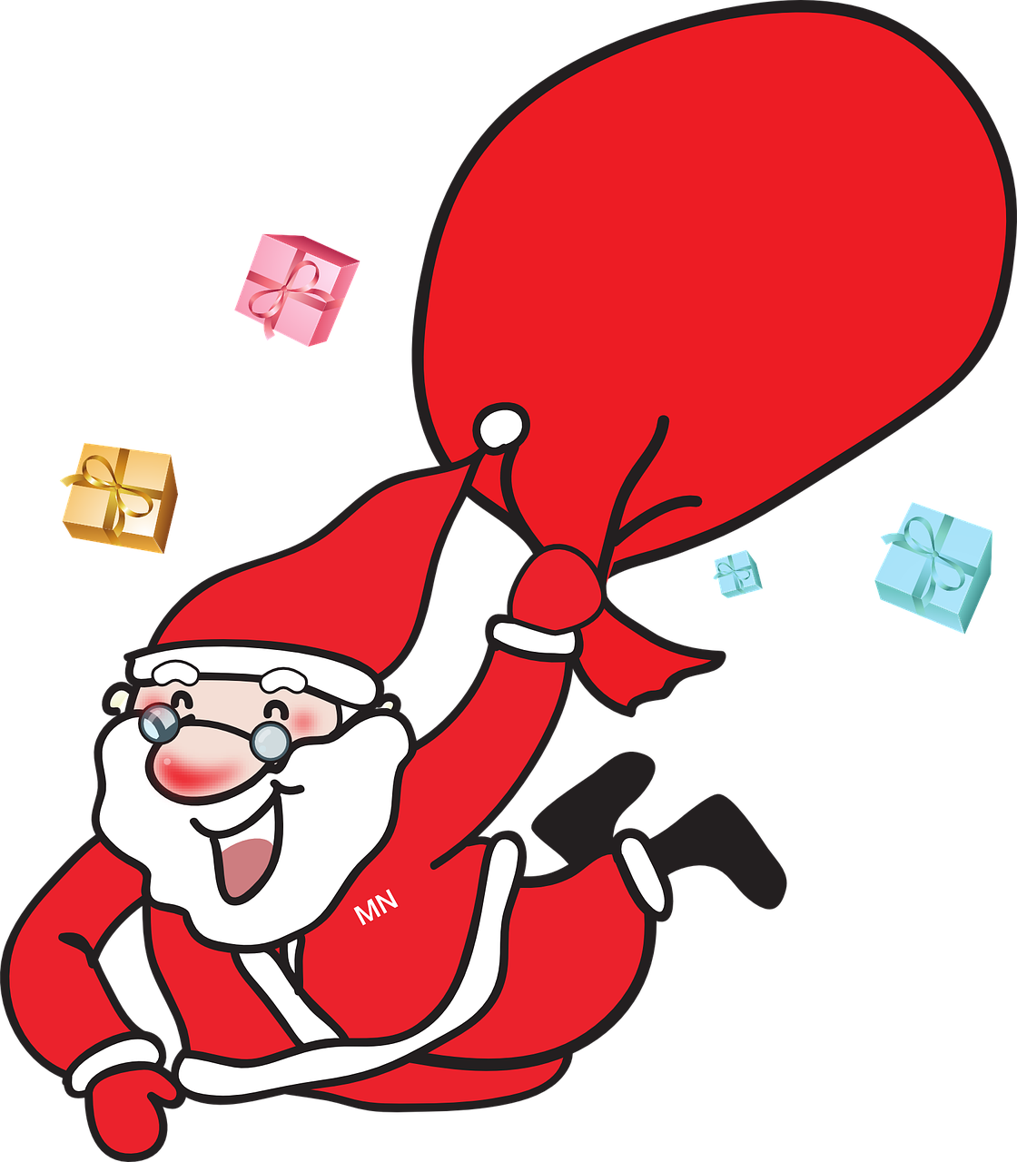 Cartoon Santa - Laughing Santa Claus Large Tote Bag, Natural, Large (1120x1280), Png Download